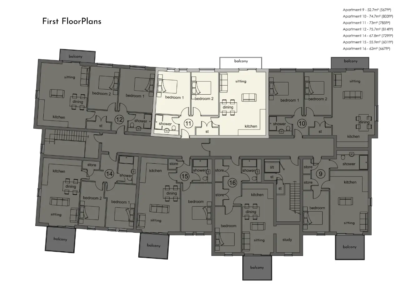 Apartment 11 Floor Plan - Sandringham Manor | Dukeires Homes Ltd