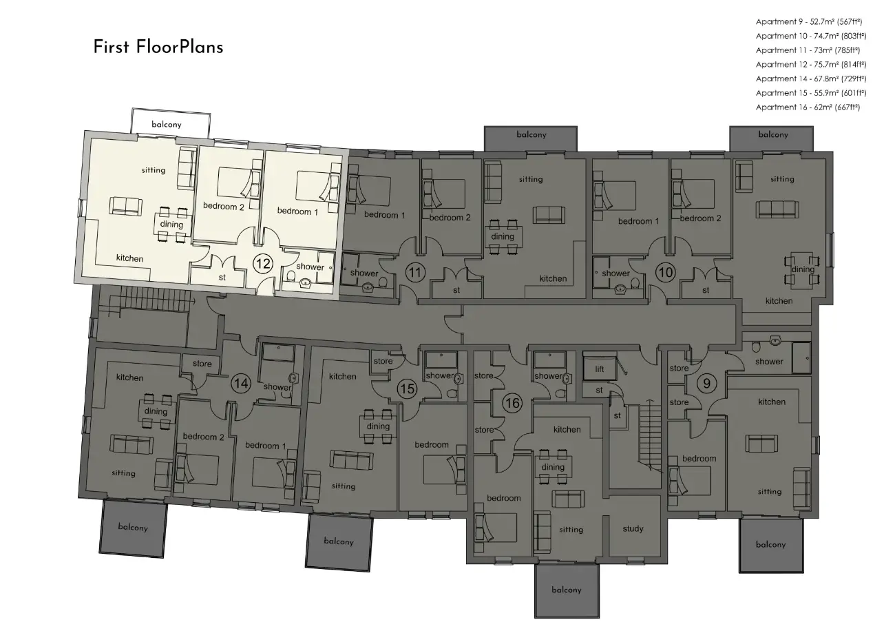Apartment 12 Floor Plan - Sandringham Manor | Dukeires Homes Ltd