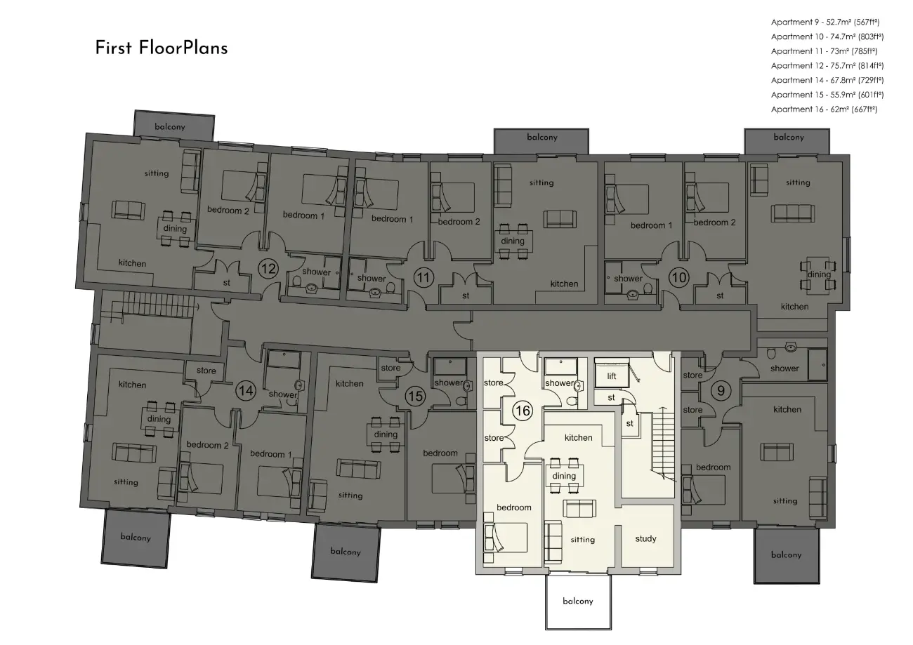Apartment 16 Floor Plan - Sandringham Manor | Dukeires Homes Ltd