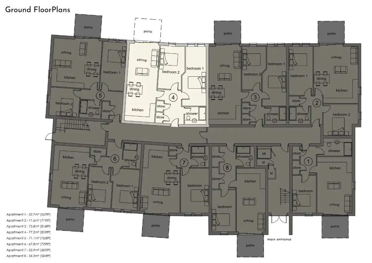 Apartment 4 Floor Plan - Sandringham Manor | Dukeires Homes Ltd