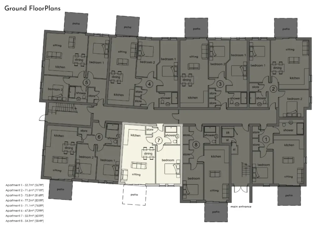 Apartment 7 Floor Plan - Sandringham Manor | Dukeires Homes Ltd